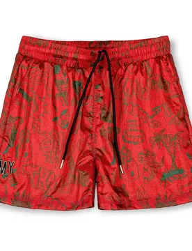 Pantaloni Corti The Toughest Satin Red L - Grimey - FashionsVida
