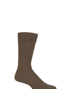 Mens 1 Pair Sensitive London Cotton Left and Right Socks With Comfort Cuff Khaki 8.5-11 Mens - Green - Size: 8.5-11 Mens - Falke - FashionsVida