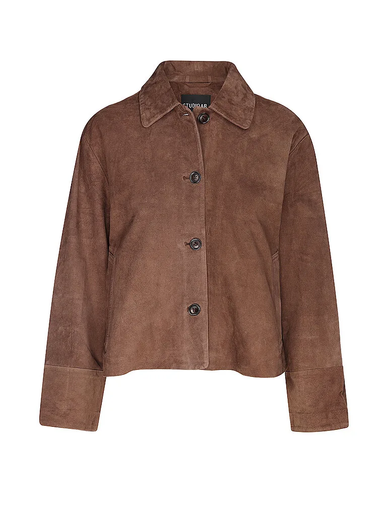 Chaqueta de cuero ELAINE marrón 38 - Studio - FashionsVida