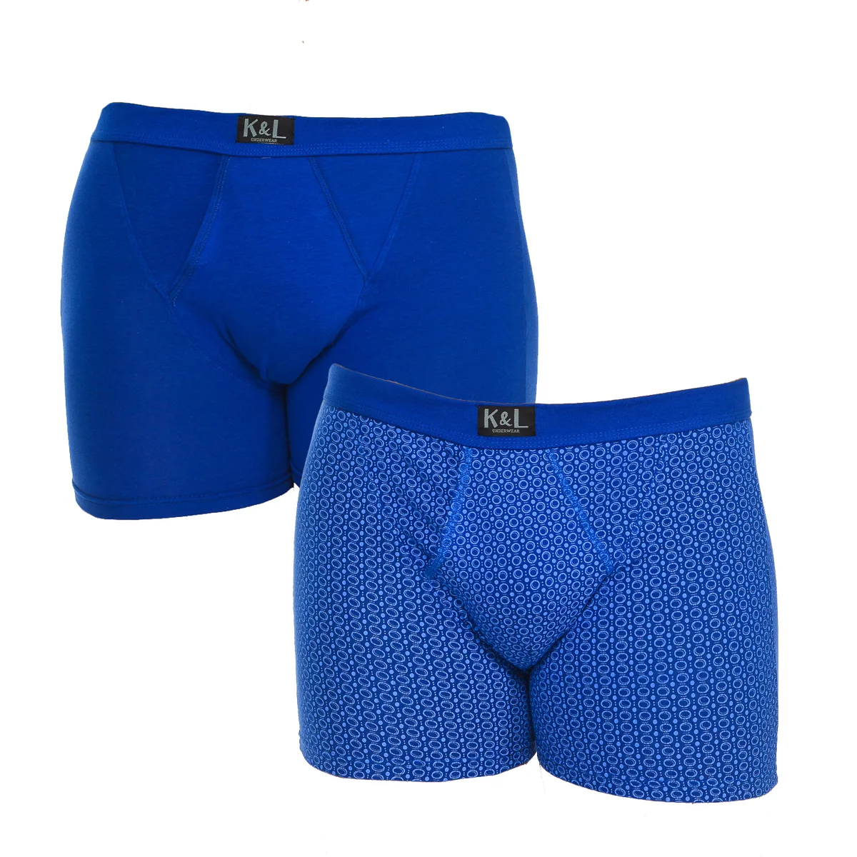 Mens Pack-2 Basic Open Boxers Kl2011 Man - Blue - Size X-Large - Kisses&Love - FashionsVida