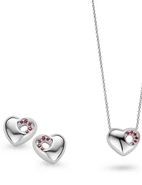 Womens 925 Sterling Silver Set: Chain-Pendant + Earrings - Set-5020 - One Size - Orphelia - FashionsVida
