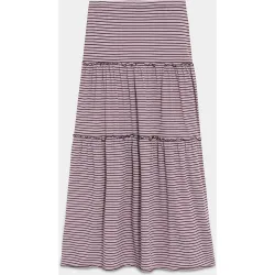 Falda midi rayas con volantes fruncidos