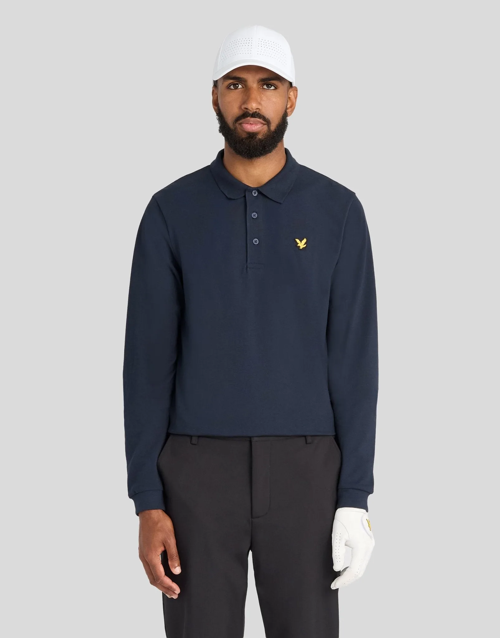 Men's Technical Long Sleeve Polo Shirt Dark Navy - Lyle & Scott - FashionsVida