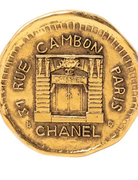Gold Plated 31 Rue Cambon Coin Brooch - Chanel - FashionsVida