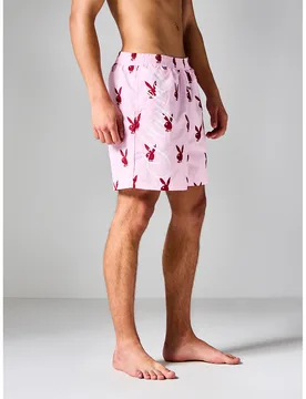 Shorts de baño con estampado todo sobre de conejitos con cintura elástica para verano y vacaciones en la playa - Shein - FashionsVida
