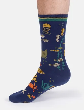 Under the Sea Organic Cotton Crew Socks - Midnight Blue - UK7-11 - Thought - FashionsVida