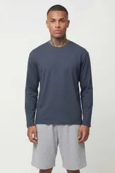 Herren Essentielles Übergroßes Langarm-Oberteil Slate Größe XL