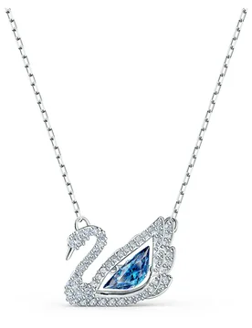 Collana Swan, Cigno danzante, Blu, Placcato rodio OS - Swarovski - FashionsVida