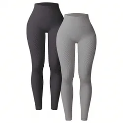 Leggings deportivos casuales de unicolor y de moda, pantalones de yoga de dos piezas para uso diario de mujeres