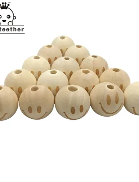 Kissteether 20mm Round Necklace Wooden Beads Smiling Face Unfinished Baby Teether Teething DIY Accessories Beading Nursing Toy - Aliexpress - FashionsVida