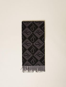 Étole jacquard avec losanges et logo
