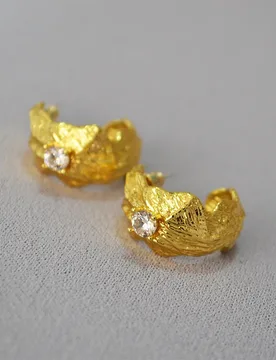 Exaggerated carving irregular texture zircon flash metal style stud earrings - Aliexpress - FashionsVida