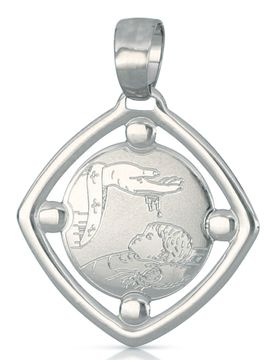Medaglia Ciondolo da Battesimo Oro Bianco 803321714902