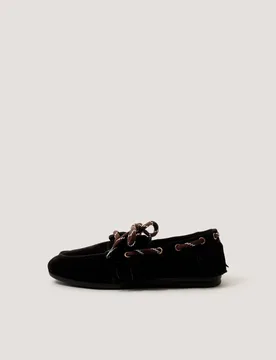 Suede Slip On Tassel Flat Loafers Black female - Monsoon - FashionsVida