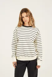 Classic Stripe Crew Neck Womens Sweatshirt - - Size: XL