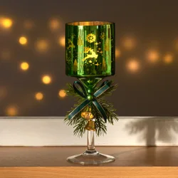 Teelichthalter Glas-Kelch smaragdgrün
