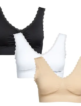 Spitzen-BH, 3 Stück mehrfarbig L - wedolina - FashionsVida