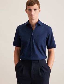 Regular Business Hemd Uni Blau 42