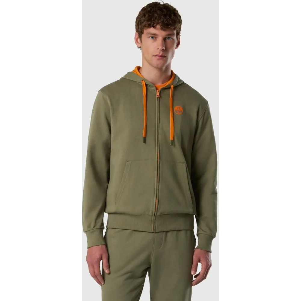 Sudadera de hombre algodón orgánico con cremallera y capucha - North Sails - FashionsVida