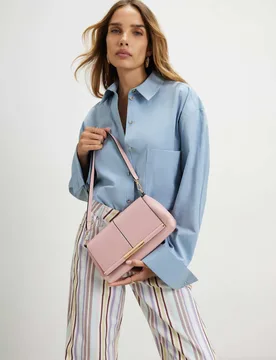 Faux Leather Clutch Bag Pink female - River Island - FashionsVida