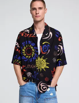 Chemise imprimée tribale BLUE S male - Desigual - FashionsVida