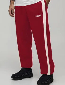 Herren Weite Jogginghose Mit Paneel-Design Und Verstellbarem Gummizug-Saum Red Größe Large - boohooMAN - FashionsVida