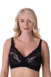 Women's Soft Lace Cup Non-Wired Bra in Black Size: 42DD - Black - Size: 42DD