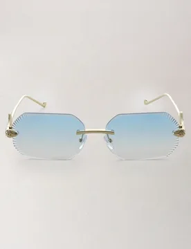 Par de gafas de moda con lentes azules sin marco de metal cuadrado - Shein - FashionsVida