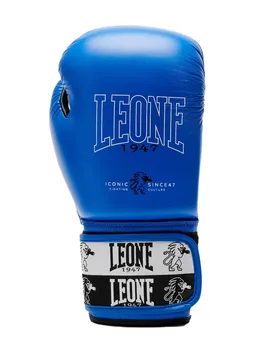 Gants De Boxe En Cuir Synthétique Iconic Blue 10 oz - Leone1947 - FashionsVida