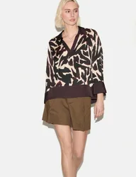 Satin Zebra Print Shirt Brown Mix female