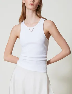 Top de mujer acanalado con cadena - Twinset - FashionsVida