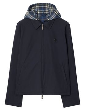 Reversible Check Jacket with Drawstring Hood