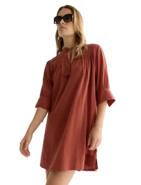 Robe Courte à Manches 3/4 Ufu01443t Burnt Henna 36