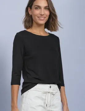 Arm Shirt mit U-Boot-Ausschnitt female Schwarz