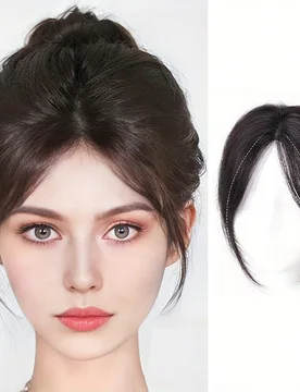 Pieza de cabello sintético de 10 pulgadas con flequillo central para cubrir la pérdida de cabello y aumentar el volumen del cabello, extensión de c - Shein - FashionsVida