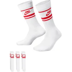 Dx5089 Unisex Dri-Fit Sportswear Everyday Essential Crew Socks (3 Pair) White - White/red - Size Small