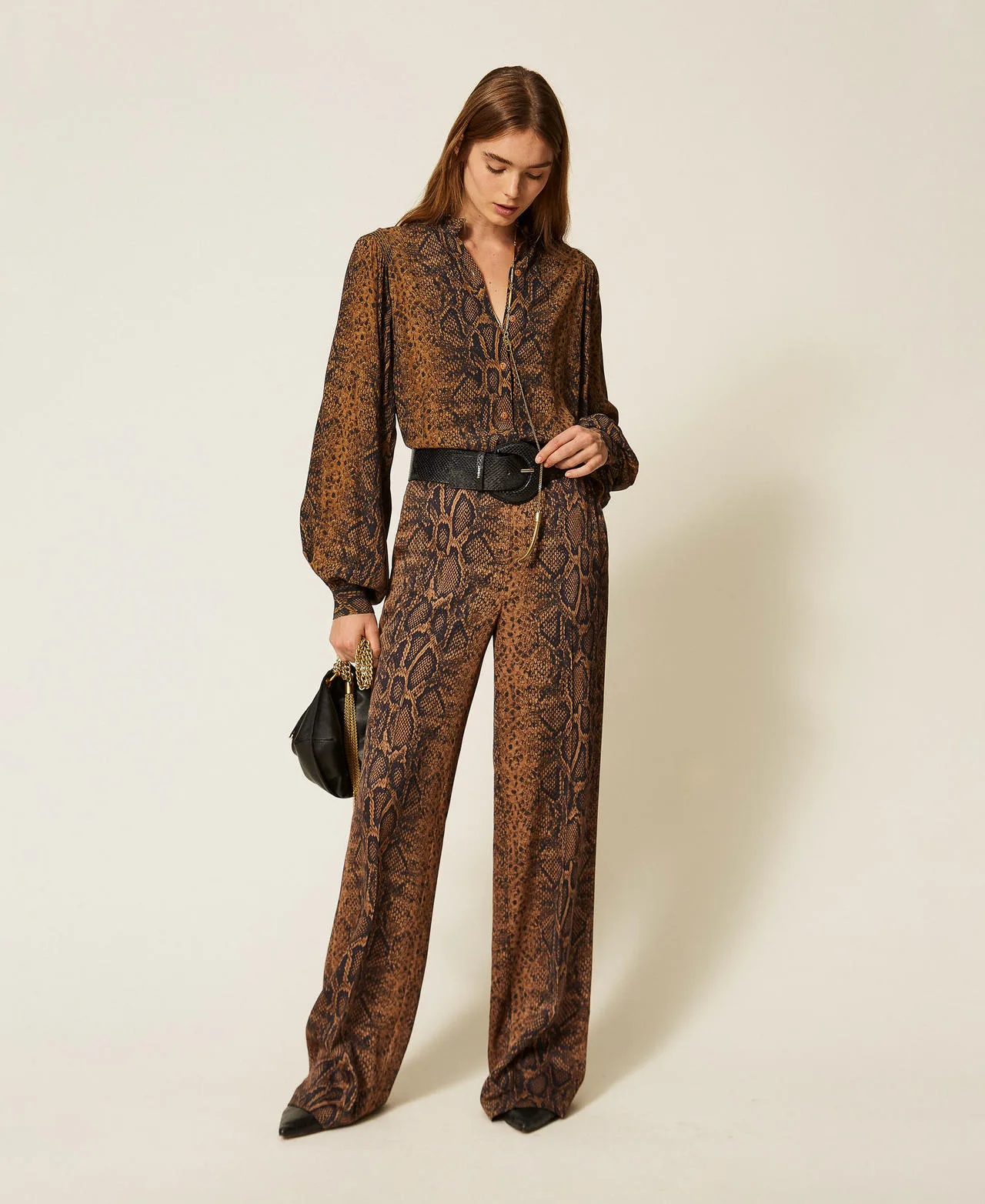 Pantalon ample avec imprimé python - TWINSET - FashionsVida