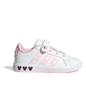 Sneakers bianche con dettagli rosa e chiusura a strappo Grand Court Minnie El K 31 - Adidas - FashionsVida