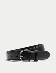 Textured Leather Buckle Belt Black male