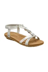 Daria' Flat Open-Toe Sandals - Silver - Size: 3