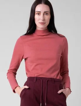 Womens High Neck Ribbed Top in Red Size: 8 - Red - Size: 8 - Enorsia - FashionsVida