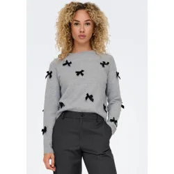 Jersey de mujer con cuello redondo y detalle de lazos