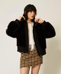 Bomber en fausse fourrure et drap