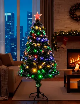 Lampe Led Fiber Optic Christmas Tree Rgby Ip44 Indoor & Outdoor Low Voltage 0.9m Dark Green 50 x 90 cm