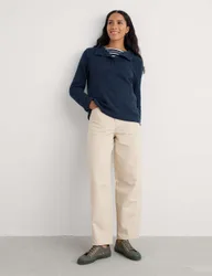 Pure Cotton Funnel Neck Sweatshirt Navy female