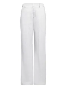 Pantaloni donna - pantalone wide leg janice in gabarsdina - bianco - Dondup - FashionsVida