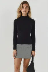 Womens Ultra Soft Touch Slim Fit Turtleneck Knitted Top - Black