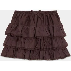 Falda mini con triple volante bordado