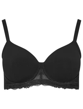 Women's Soft Touch Ribbed Underwired Bra in Black Size: 38C - Black - Size: 38C - Yours - FashionsVida