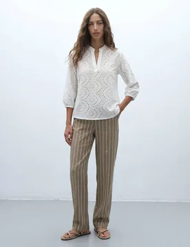 Blusa de mujer bordado suizo manga francesa - Andam - FashionsVida